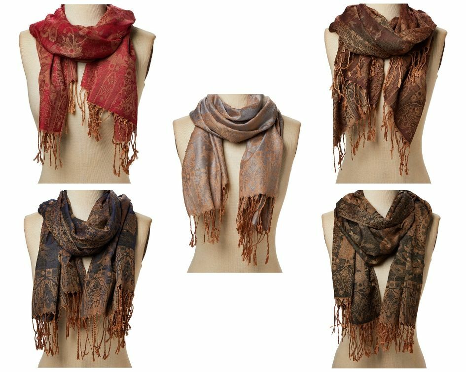Women Floral Scarf Jacquard Scarves Paisley Pashmina Acrylic Shawl Wrap Stole