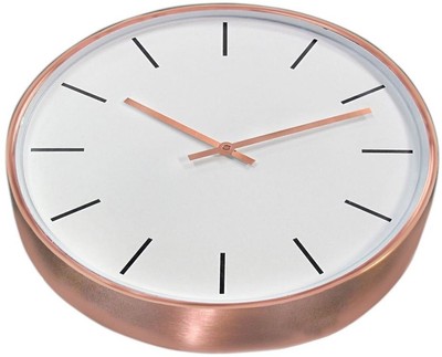Wall Clock Analog Quartz Movement Glass Metal 15 in Brushed Copper Plated Finish
