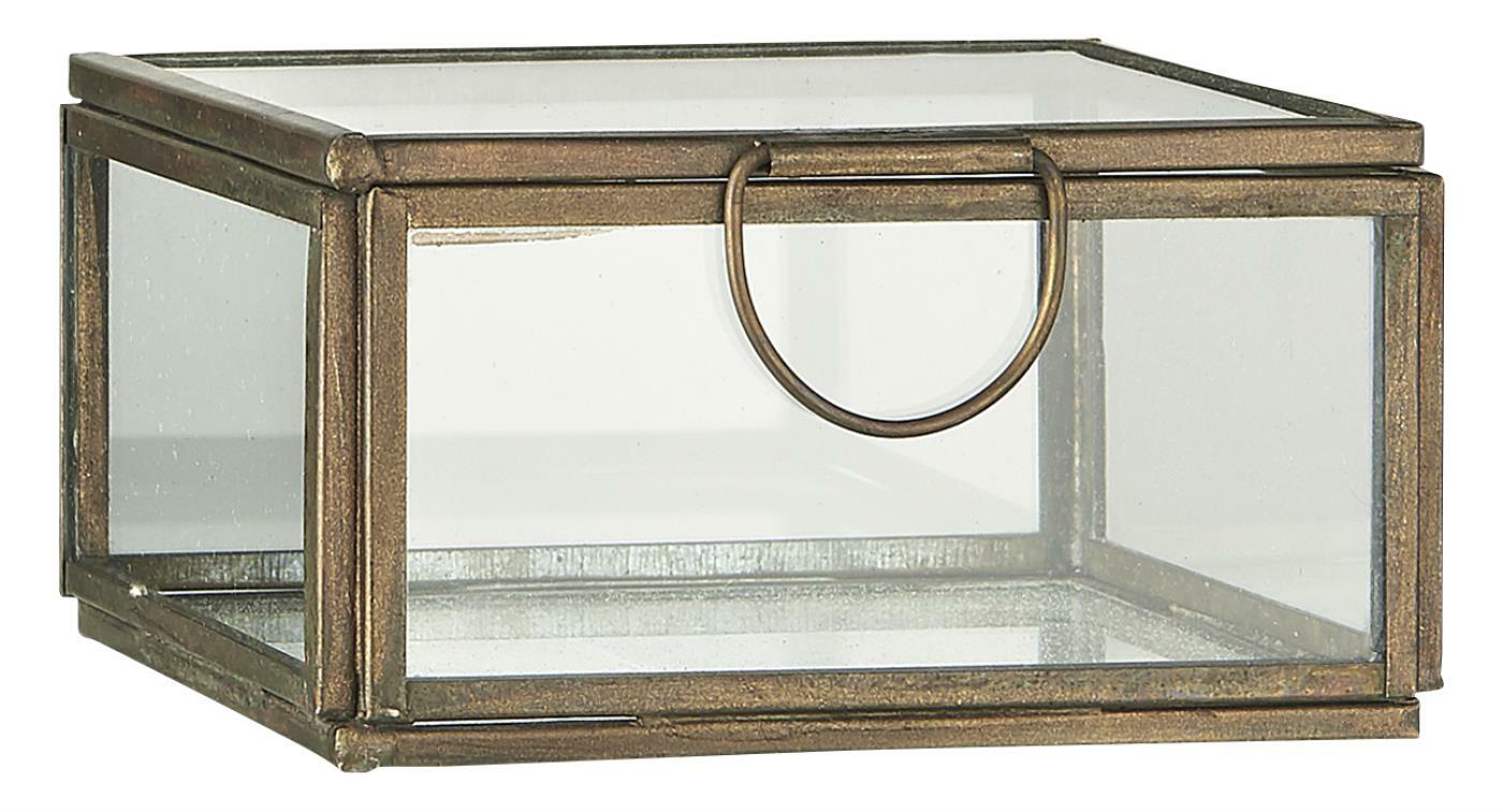 Ib Laursen Glasbox quadratisch Utensilienbox Schmuckkasten Glas Messing 0837-17