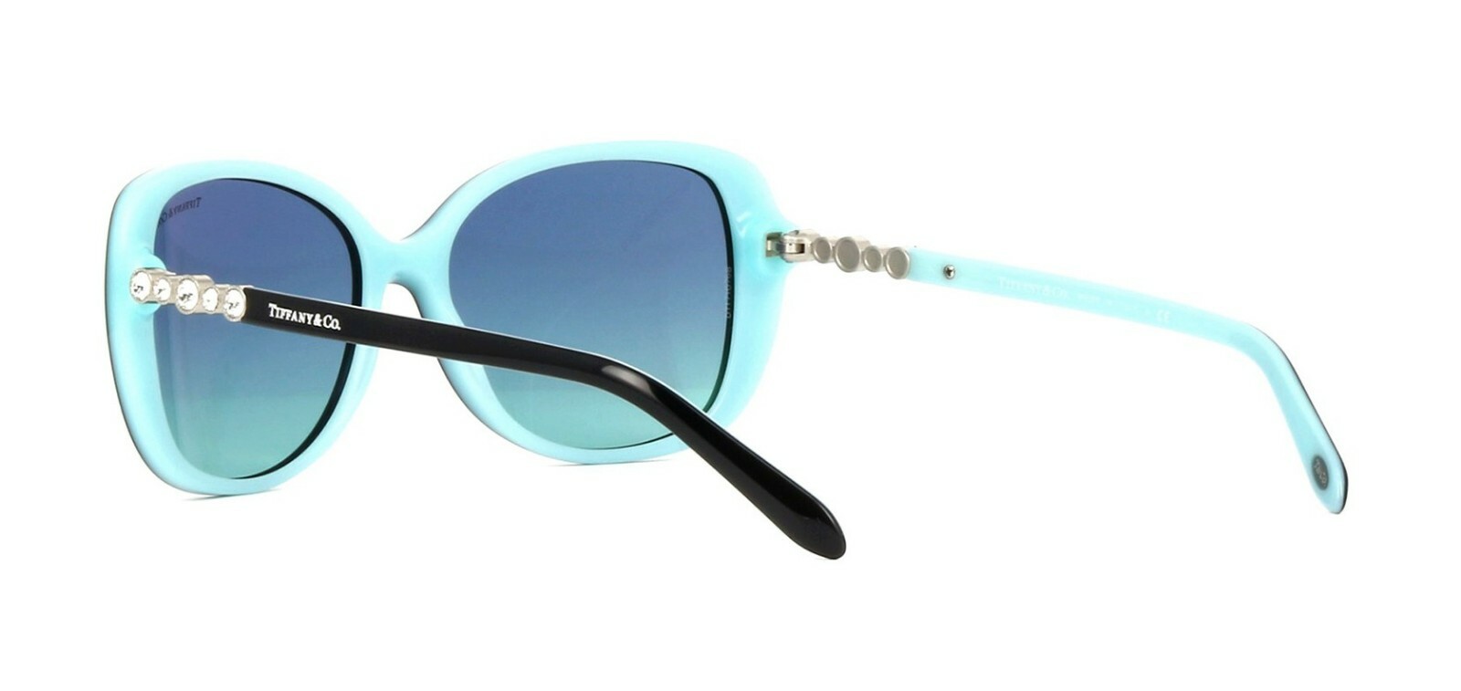 Pre-owned Tiffany & Co Tiffany Cobblestone Tf 4121b Black/blue Shaded (8055/9s) Sunglasses