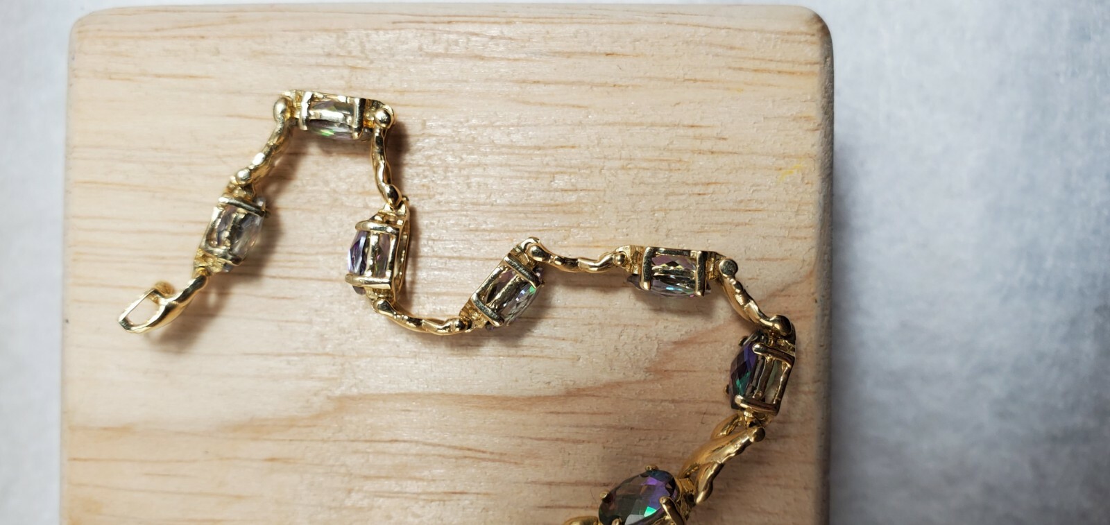 Pre-owned York Mystic Fire Topaz Bracelet 14kt Yellow Gold Oval Gemstone In Multicolor