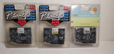 Lot 3 Brother P-Touch TZ Tape 1/2'' Width White, Yellow, Silver (Martha Stewart)
