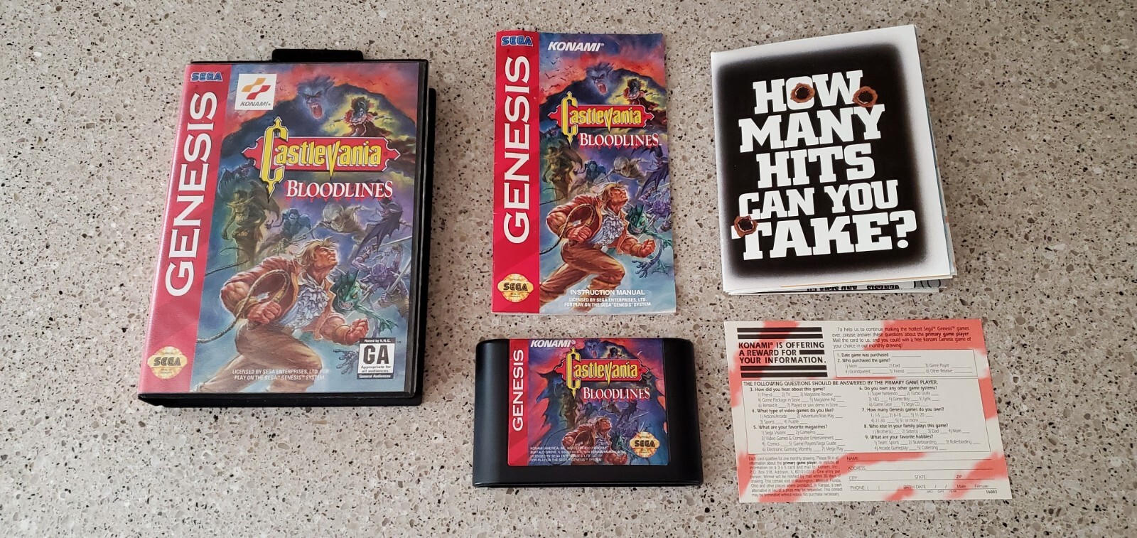 Castlevania: Bloodlines Sega Genesis Complete CIB Box Manual Castlevania: Bloodlines Sega Genesis Complete CIB Box Manual