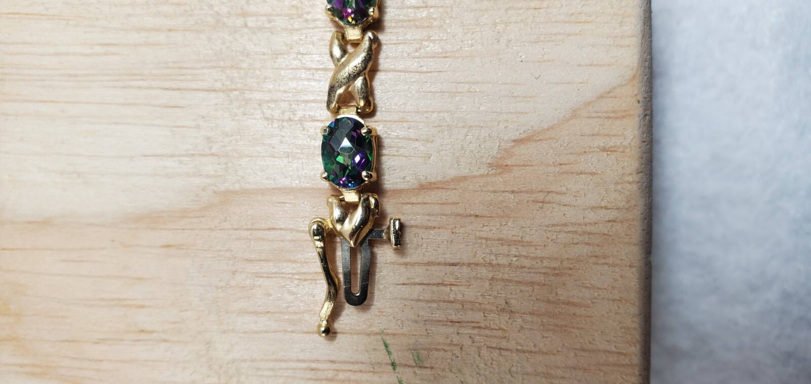 Pre-owned York Mystic Fire Topaz Bracelet 14kt Yellow Gold Oval Gemstone In Multicolor