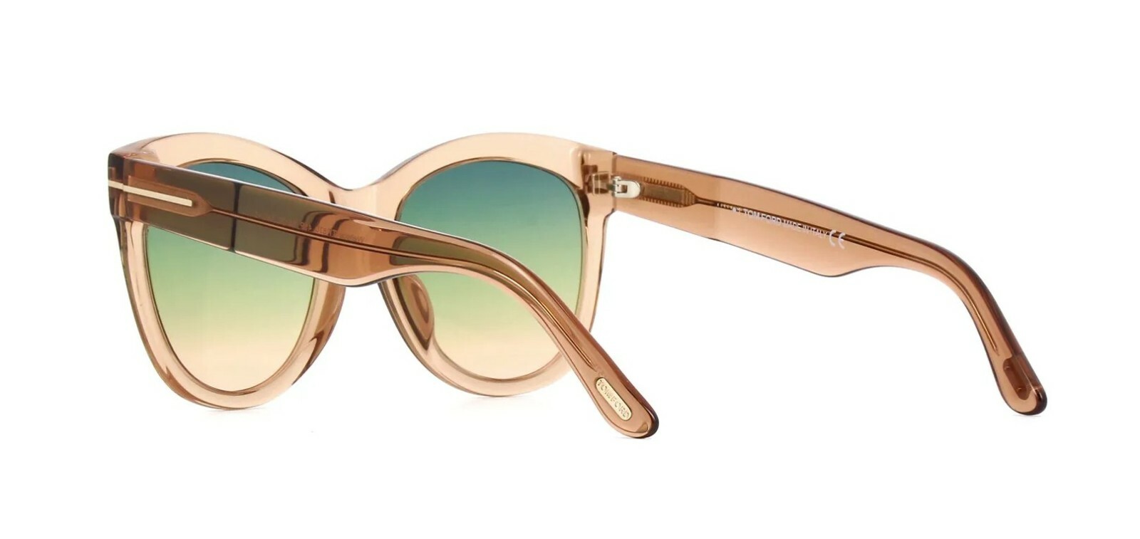 Pre-owned Tom Ford Wallace Ft 0870 Shiny Light Brown Crystal/green Shaded (45p) Sunglasses