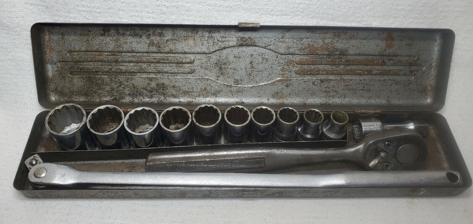 VINTAGE CRAFTSMAN =V= TOOLS 1/2 DRIVE 13 PC SOCKET SET IN VINTAGE CRAFTSMAN =V= TOOLS 1/2 DRIVE 13 PC SOCKET SET IN