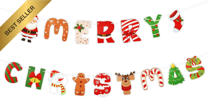 Red Green Merry Christmas Banner Santa Stocking Garland Fireplace Home Decor