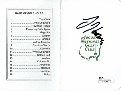 JUSTIN THOMAS SIGNED AUTOGRAPH AUGUSTA NATIONAL SCORECARD