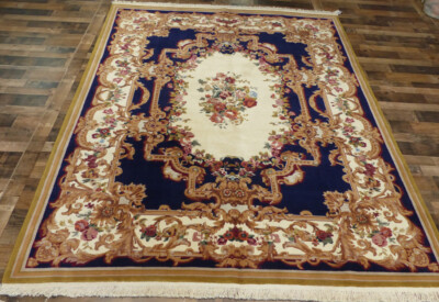 8'x10' Blue Supreme 400 KPSI Hand Knotted wool Sino Savonnerie Oriental area rug