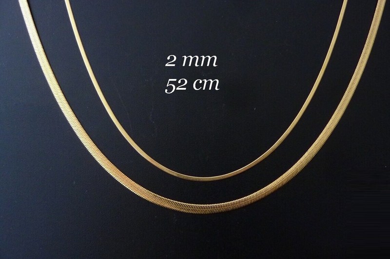 Collier Court,Ras De Cou,ChaÃ®Ne Maille Serpent+Plate Acier Inoxyd. 52cm /2mm