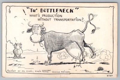 Postcard Milk Cow Th Bottleneck Artist Duncan Arizona Empie Kartoon Cards Humor