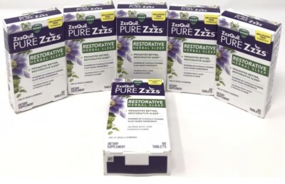 Lot Of 6 Pack Vicks ZzzQuil Pure Zzzs Restorative Herbal Sleep 60 Tabs EXP 12/24