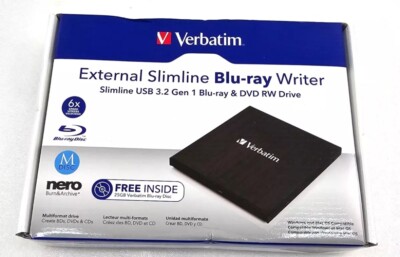 VERBATIM External Slimline USB 3.2 Gen 1 Blu-Ray Writer - Black BRAND NEW