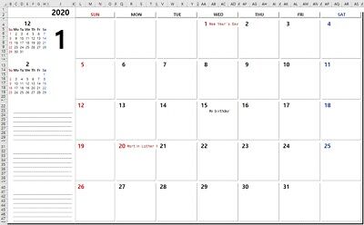 Excel Calendar Planner 2020ver  For scheduling