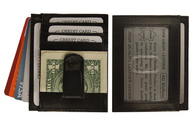 Men's Leather Slim Money Clip Front Pocket Wallet Thin Credit...