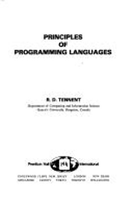 Principles of Programming Languages Hardcover R. Tennent