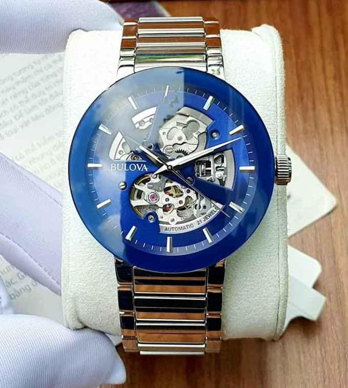 Pre-owned Bulova Futuro Automatic Blue Dial Stainless 96a204 Steel Men's Watch