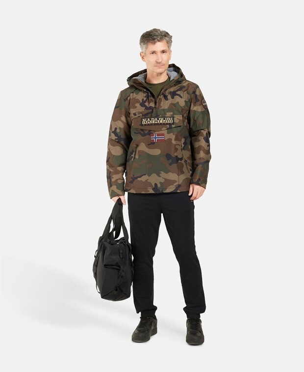 Pre-owned Napapijri Men's S-xxl, Camo Coat-antartica Warm Hooded Anorak Jacket In Multicolor