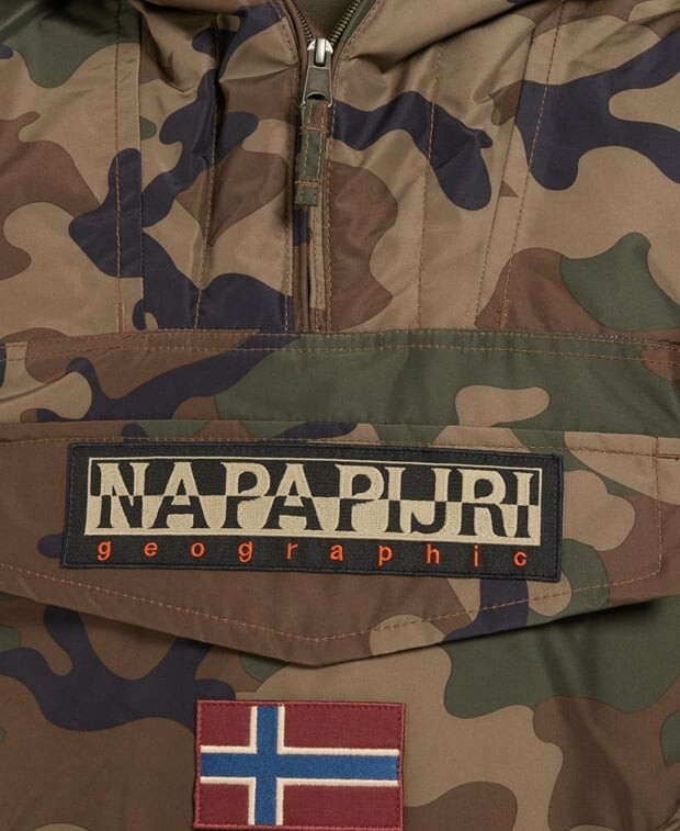 Pre-owned Napapijri Men's S-xxl, Camo Coat-antartica Warm Hooded Anorak Jacket In Multicolor