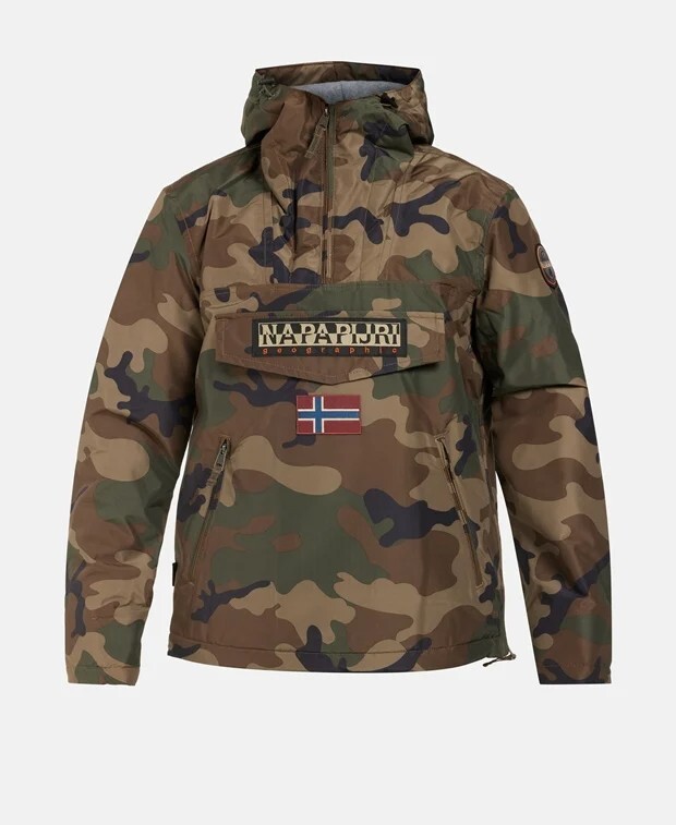 Pre-owned Napapijri Men's S-xxl, Camo Coat-antartica Warm Hooded Anorak Jacket In Multicolor