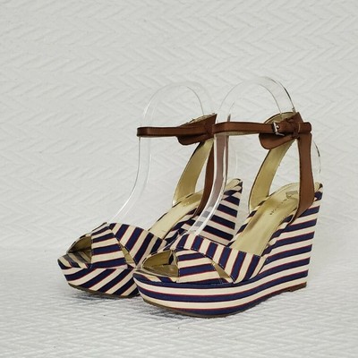 Red white and outlet blue wedge sandals