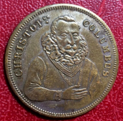Vintage Christopher Columbus Italian explorer colonization Americas rare token
