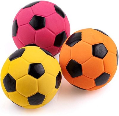 CHIWAVA 3PCS 2.7'' Squeak Latex Dog Toy Football Chew Fetch Throw Ball for