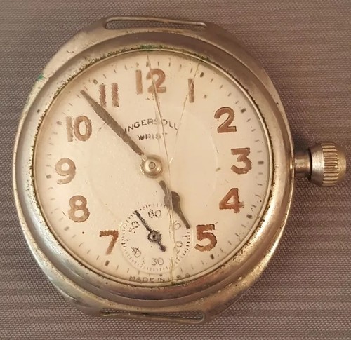 Lot of 2 Vtg 1930s Men's INGERSOLL WRIST Mechanical Watch Large Case FOR REPAIR