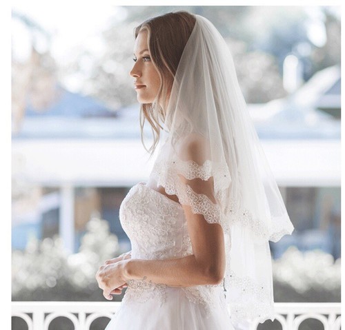 Bridal Wedding Veil 2 Tier Comb With Scallope