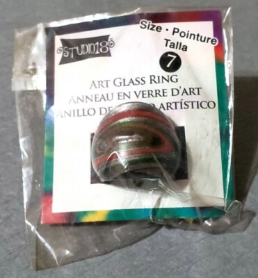 Brand New In Sealed Package ''Studio 18 Art Glass Ring'' (Multicolor Swirl Size 7)