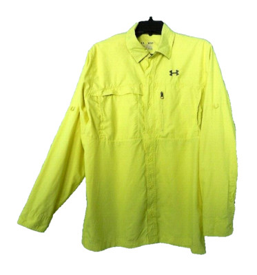 UNDER ARMOUR Mens Vented Fishing Outdoor Yellow Tab Long Sleeves Shirt, M, NEW
