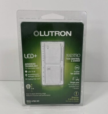 Lutron MACL-LFQH-WH Maestro Fan Control and Light Dimmer