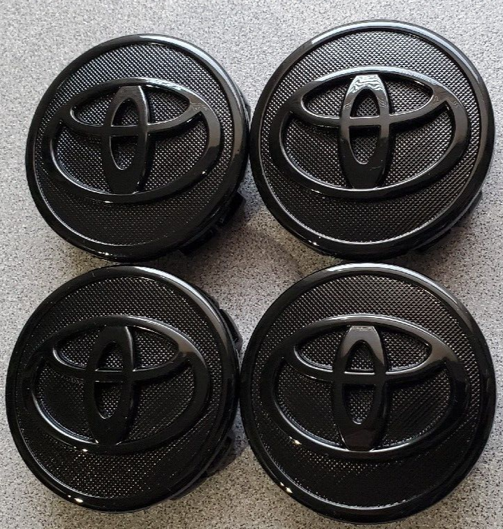 4x TOYOTA WHEEL RIM RIMS CENTER HUB CAP CAPS GLOSS BLACK LOGO 57MM PRIUS COROLLA
