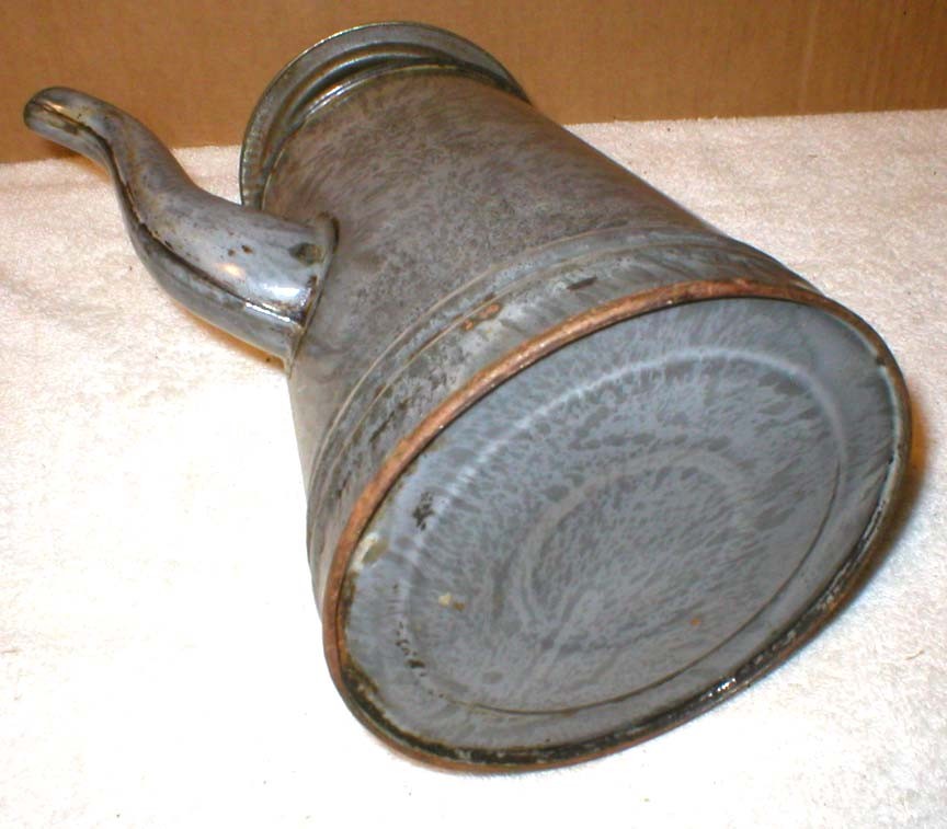 Antique Vintage Graniteware Coffee Pot 9” Gray Enamel Primitive