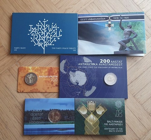 Estland 2€ Antarktis Coincard SET Tartu Frieden Krieg Baltikum Euro 100 Jahre