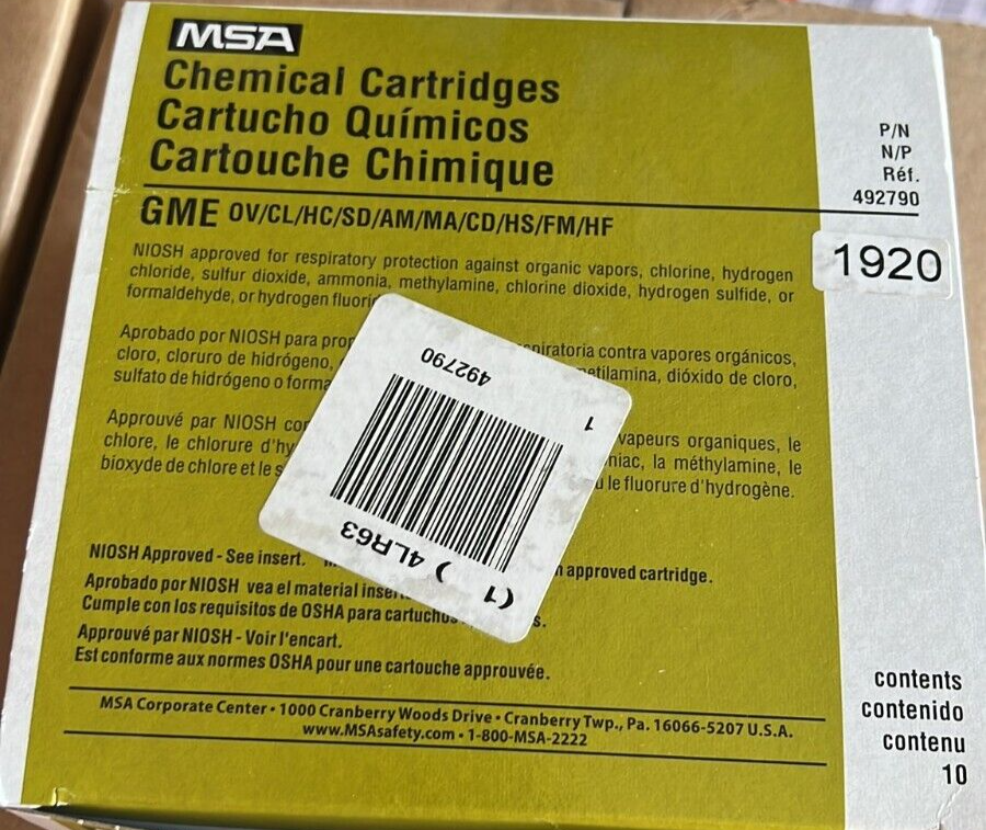 MSA Multi Gas Chemical Cartridges 492790 Comfo Respirator GME filter Box of 10