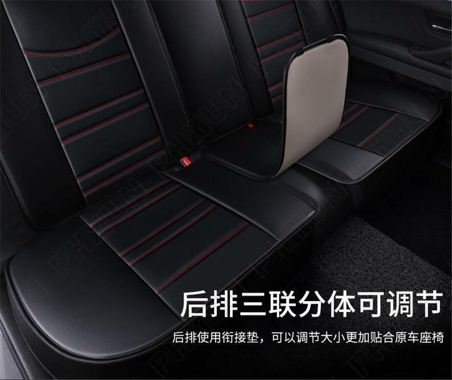 Luxury Breathable Embroidery PU Leather Car Seat Cover Cushion Black w/ Red Line