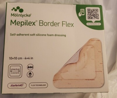  5 Mepilex Border Flex 4x4'' Self-Adherent Soft Silicone Foam Dressing 595300 