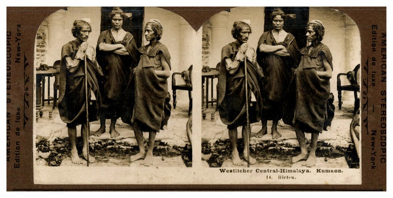 Inde, Kumaon, Himalaya, Bergers, Ca.1890, StÃ©RÃ©O Tirage Vintage StÃ©RÃ©O, LÃ©GendÃ©