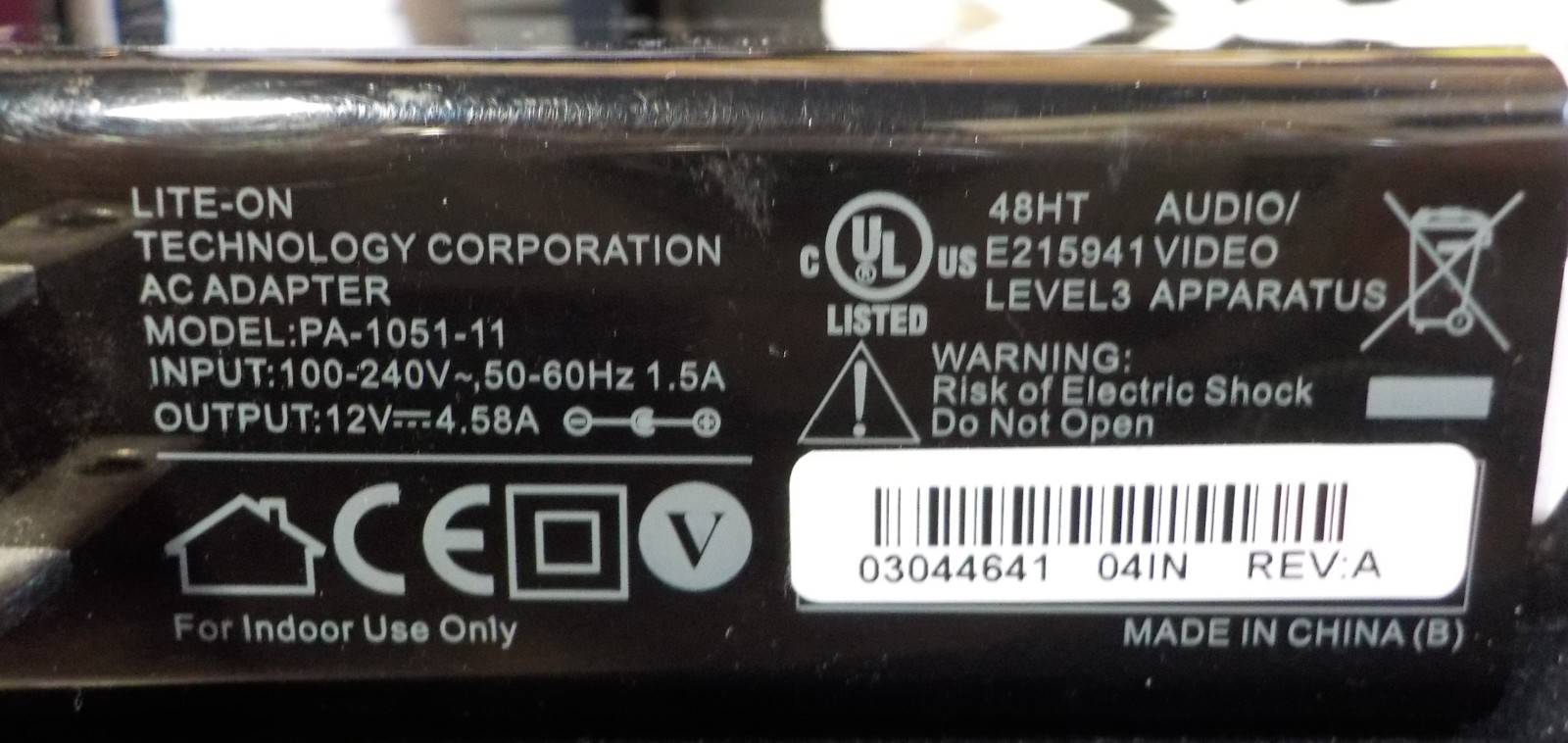 Genuine VIZIO Lite-On PA-1051-11 Power Supply AC Adapter 12V 4.58A 100-240V OEM