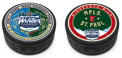 2022 WINTER CLASSIC 3D TEXTURED MINNESOTA WILD JERSEY LOGO 2 HOCKEY PUCK PKG