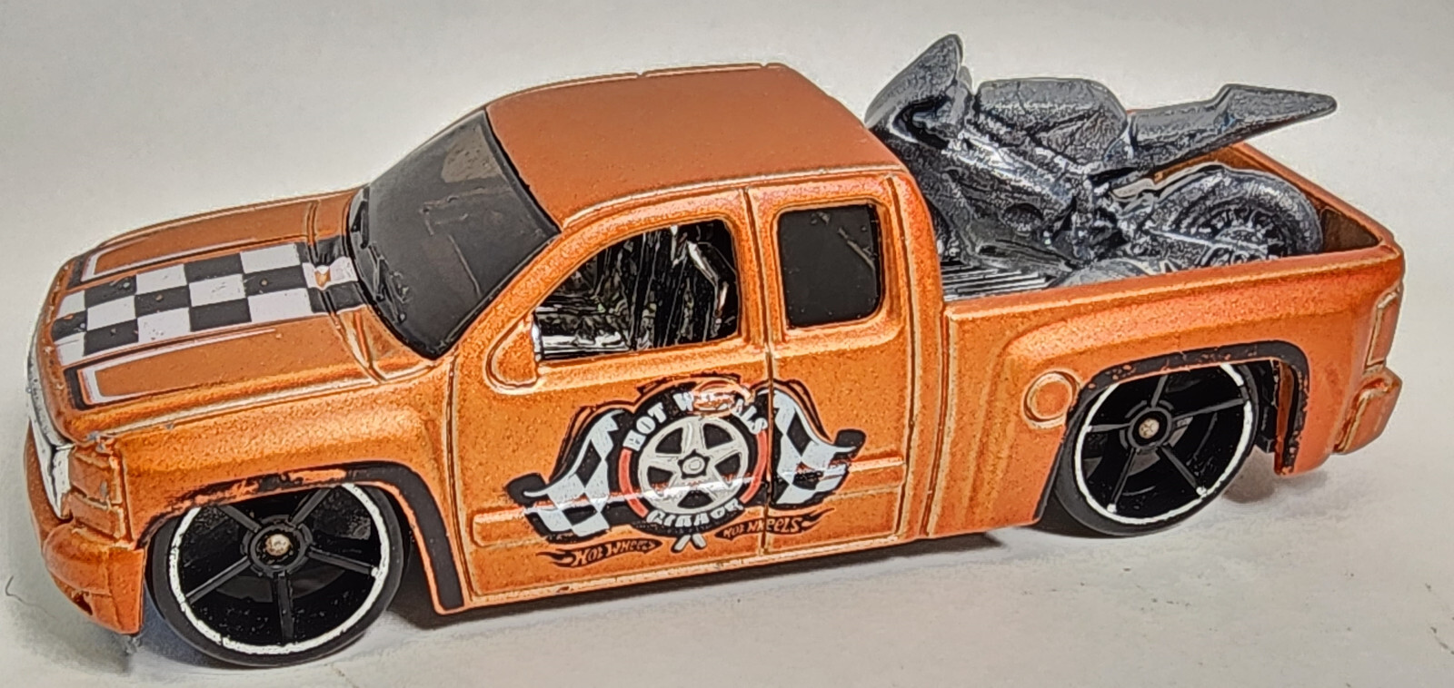 2010 Loose Car Mattel Hot Wheels Orange Chevy Silverado