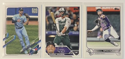 Randal Grichuk 3 Card Lot. Toronto Blue Jays and Colorado Rockies