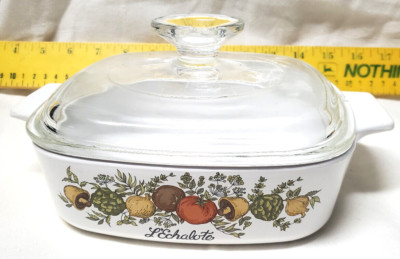 Corning Ware 1 Quart Spice of Life L'Echalote Casserole - A-1-B w/ Pyrex Lid A7C