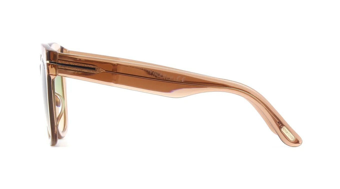 Pre-owned Tom Ford Wallace Ft 0870 Shiny Light Brown Crystal/green Shaded (45p) Sunglasses