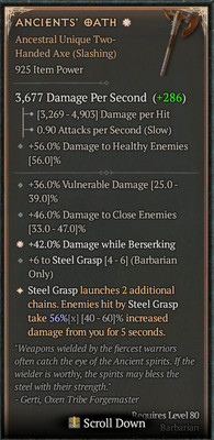 DIABLO 4 Season 4 925  Greater Affix Ancients' Oath  Unique