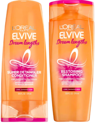 L'oreal Elvive Dream Lengths Super Detangler Conditioner&Shampoo 12.6oz Lot of 2