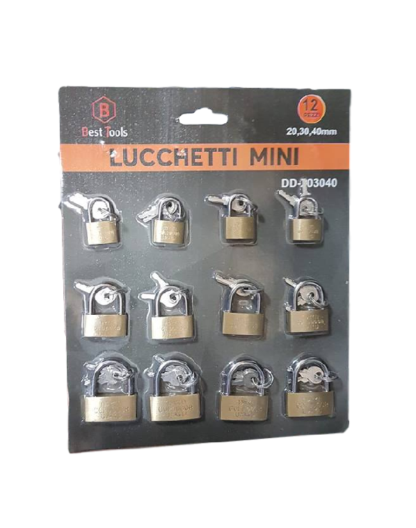 Set 12 Lucchetti Ad Arco Con 2 Chiavi Dimensioni 20mm 30mm 40mm Sicurezza moc
