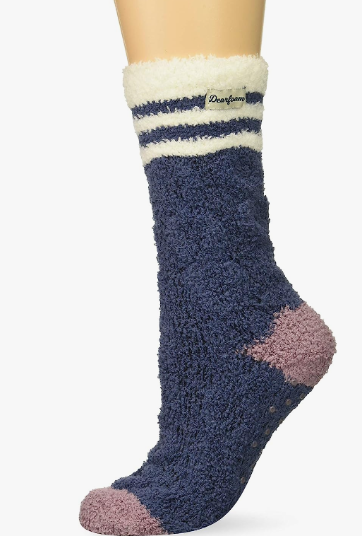 Dearfoams Women's Marled Knit Cabin Sock Slipper Navy Size 4-10 3411