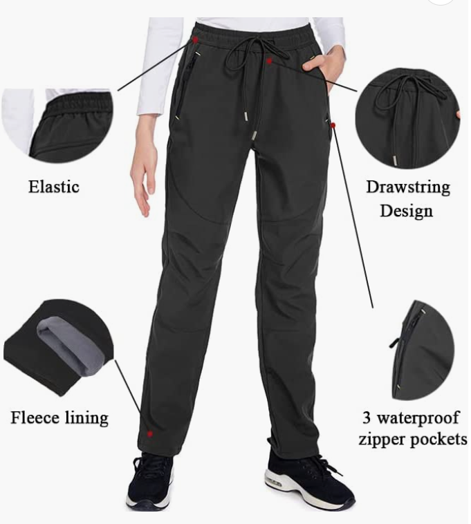 Womens Snow Ski Pants Waterproof Windproof Fleece Lined Warm Hiking pants